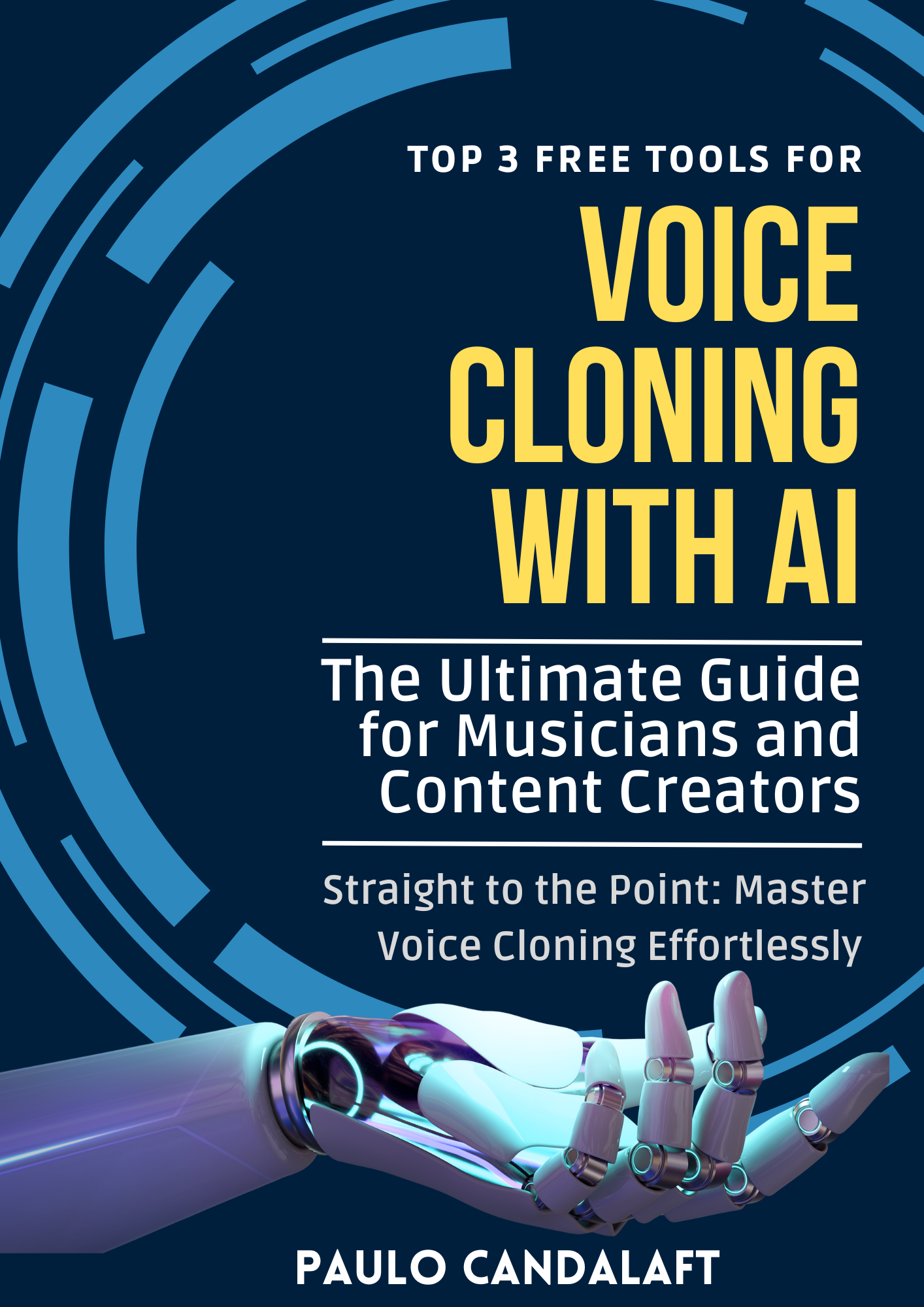 Voice Cloning with AI ebook cover showing technology and audio elements